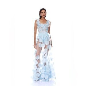 NWOT BRONX AND BANCO Rosalie Powder Blue Gown, wedding guest max dress